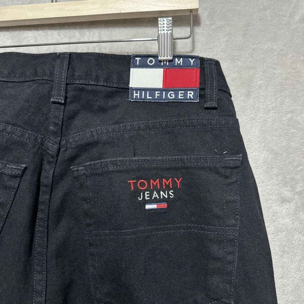 Vintage Tommy Hilfiger Freedom Black Denim Jeans Men's 32X32 Tapered Baggy 90's